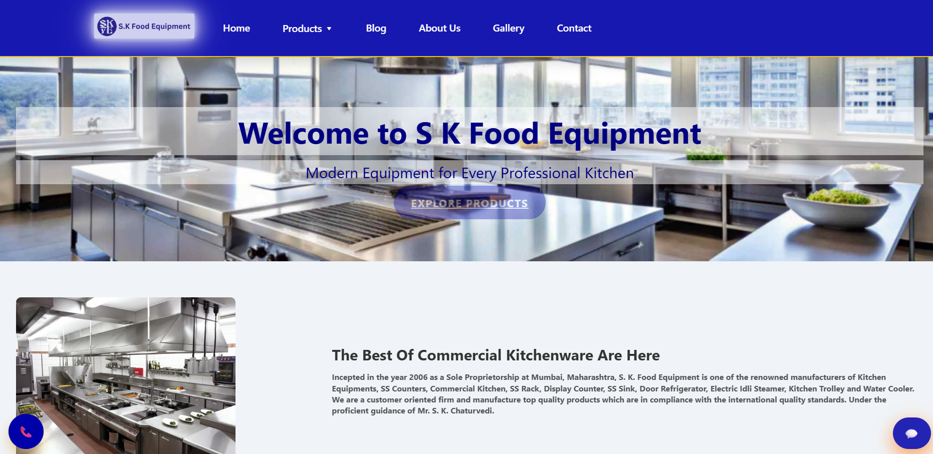 SK Food Equipment Website Screenshot